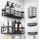 Self-Adhesive Shower Shelf - Rust-Resistant Stainless Steel Bathroom Organizer - No Drilling Required - Perfect for Bathroom Storage and Home Decor - XL - 5-Pack