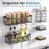 Self-Adhesive Shower Shelf - Rust-Resistant Stainless Steel Bathroom Organizer - No Drilling Required - Perfect for Bathroom Storage and Home Decor - XL - 5-Pack - Side View