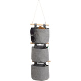 Hanging Storage Bag with Pockets - Hanging Storage Bag in Cotton and Linen - Over-the-Door Wall Organizer - Suitable for Bedroom and Bathroom - 3 Layers - Gray