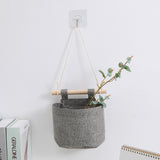 Hanging Storage Bag with Pockets - Hanging Storage Bag in Cotton and Linen - Over-the-Door Wall Organizer - Suitable for Bedroom and Bathroom - 3 Layers - Gray - Side View