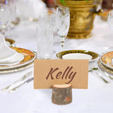 Wooden Place Cards (20) + Kraft Cards (20) - Wooden Card Holders - Wooden Place Cards - Rustic Wooden Photo Holders - Wedding Decorations - Side View