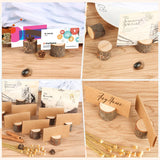 Wooden Place Cards (20) + Kraft Cards (20) - Wooden Card Holders - Wooden Place Cards - Rustic Wooden Photo Holders - Wedding Decorations - Top-Down View