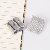 Pencil Sharpener - Pencil Sharpener for Kids - Metal Pencil Sharpener with Double Holes - Makeup & Lip & Eyeliner Sharpener - Suitable for Home Use - 1 - Top-Down View