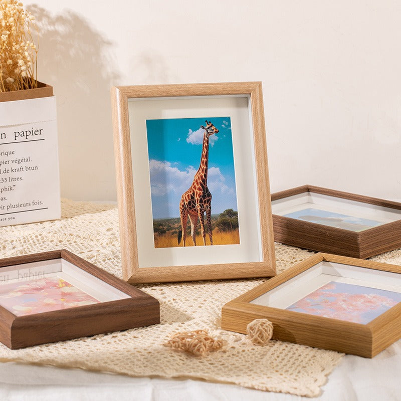 Photo frame - Wooden display stand 6 inch - Wall mounted - Solid wood photo frame - Scandinavian style - Creative wall photo frame - White wood color - 1 piece