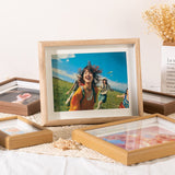 Photo frame - Wooden display stand 6 inch - Wall mounted - Solid wood photo frame - Scandinavian style - Creative wall photo frame - White wood color - 1 piece