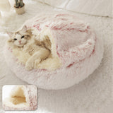 Cat bed - pet tent - kitten bed, dog pet, plush slippers, soft puppy sleeping bag, warm and comfortable, cat bed - gray - 40*40cm - Side View