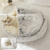 Cat bed - pet tent - kitten bed, dog pet, plush slippers, soft puppy sleeping bag, warm and comfortable, cat bed - gray - 40*40cm - Top-Down View