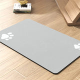 Dog and Cat Feeding Mats - Non-Slip, Super Absorbent Pet Bowl Mat with Footprint Logo - 24 x 16.9 Inches - Brown