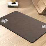 Dog and Cat Feeding Mats - Non-Slip, Super Absorbent Pet Bowl Mat with Footprint Logo - 24 x 16.9 Inches - Brown