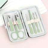 Manicure Set - Nail Clipper Set - Pedicure Care Tools - Travel Beauty Tools Made of Stainless Steel - 7 Pieces - Green