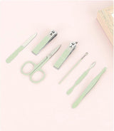 Manicure Set - Nail Clipper Set - Pedicure Care Tools - Travel Beauty Tools Made of Stainless Steel - 7 Pieces - Green