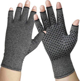 Rheumatism Gloves - Compression Gloves - Unisex - Osteoarthritis - Rheumatism - Arthritis - RSI - Carpal Tunnel Syndrome - M - Heather Grey Half Finger Gel