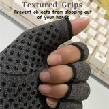 Rheumatism Gloves - Compression Gloves - Unisex - Osteoarthritis - Rheumatism - Arthritis - RSI - Carpal Tunnel Syndrome - L - Heather Grey Half Finger Gel - 45-Degree Angle