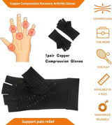 Rheumatism Gloves - Compression Gloves - Unisex - Osteoarthritis - Rheumatism - Arthritis - RSI - Carpal Tunnel Syndrome - S - Copper Half Finger - Front View
