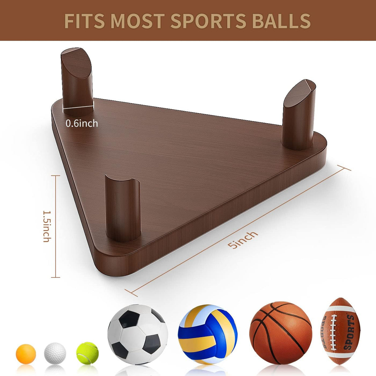 Ball Stand - Wooden Ball Display Stand - For Football, Basketball, Rugby, Volleyball, Sports Ball Storage Rack - Solid Wood Trophy Signature Souvenir Display Box