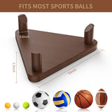 Ball Stand - Wooden Ball Display Stand - For Football, Basketball, Rugby, Volleyball, Sports Ball Storage Rack - Solid Wood Trophy Signature Souvenir Display Box - Front View