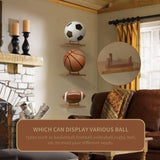 Ball Stand - Wooden Ball Display Stand - For Football, Basketball, Rugby, Volleyball, Sports Ball Storage Rack - Solid Wood Trophy Signature Souvenir Display Box - Top-Down View