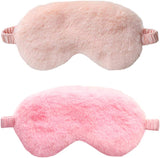 Faux Fur Eye Mask - Soft and Smooth Satin Eye Mask - Sleeping Eye Mask - 2-Pack (Pink + Yellow-Pink)