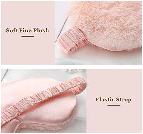 Faux Fur Eye Mask - Soft and Smooth Satin Eye Mask - Sleeping Eye Mask - 2-Pack (Pink + Yellow-Pink)