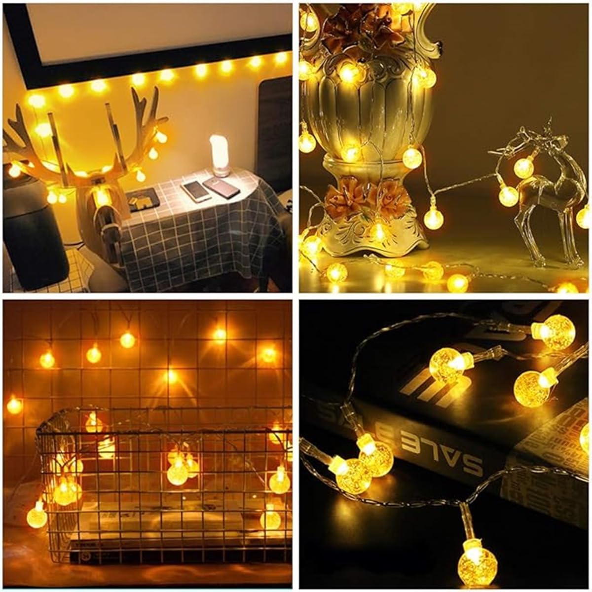 LED string lights with balls - battery operated - suitable for family gatherings, patios, gardens and weddings (6 m, 40 LEDs, warm color)
