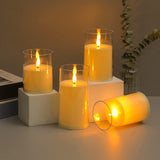 LED electronic candles, plastic candles, candle holders, flameless fireplaces, suitable for all kinds of festivals, 3 different sizes (5.5*10cm, 5.5*12.5cm, 5.5*15cm) - Front View