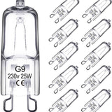 Halogen lamp - G9 Clear halogen lamp - Warm yellow light - 230V 25W - Suitable for pendant lamps - 10 pieces