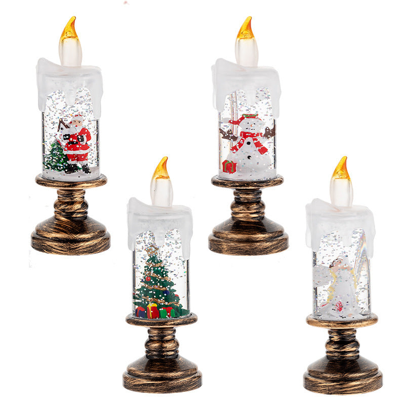 LED Candles - LED Christmas Flameless Candle Lamp - Suitable for Home Decoration - Christmas Snowball Candle - Rotating Candle Desk Night Light - Christmas Window Candle Holder - Battery Operated - Santa Claus