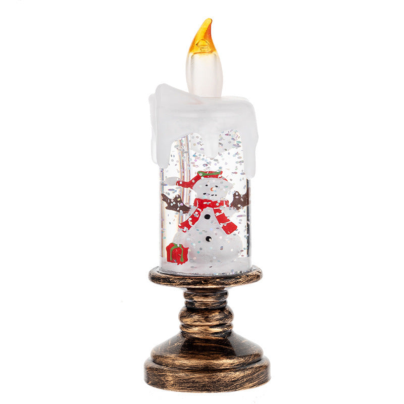 LED Candles - LED Christmas Flameless Candle Lamp - Suitable for Home Decoration - Christmas Snowball Candle - Rotating Candle Desk Night Light - Christmas Window Candle Holder - Battery Operated - Snowman