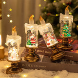 LED Candles - LED Christmas Flameless Candle Lamp - Suitable for Home Decoration - Christmas Snowball Candle - Rotating Candle Desk Night Light - Christmas Window Candle Holder - Battery Operated - Christmas tree - 45-Degree Angle