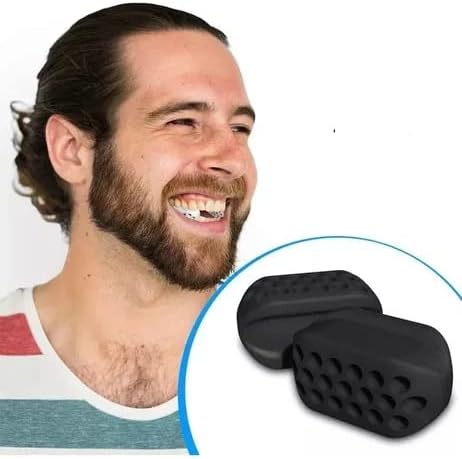Jawline Trainer - Silicone Jaw Trainer - Powerful jaw trainer and jawline shaper for all levels - Slimmer, firmer and contours the face - 2 pieces (black + white)