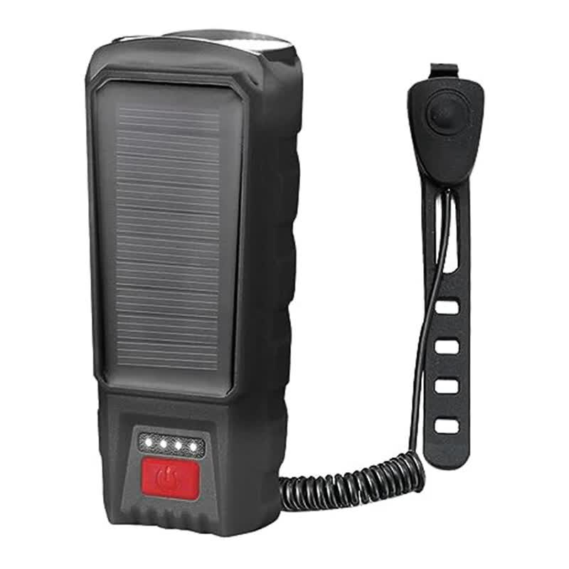 Bicycle Light - Bicycle Front Light - Rechargeable - Solar Powered with High Durability, Dual Lights Ultra-Bright with Horn Function, USB Rechargeable