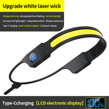 LED Headlamp - 230° Wide Beam - Rechargeable Headlamp with Digital Battery Display - 500 Lumens - Waterproof USB Headlamp for Camping, Running, Hiking - Adjustable Silicone Strap - Front View