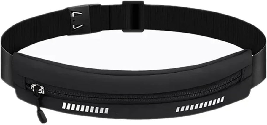 Waterproof Running Belt Waist Pack with Reflective Strip, Slim Phone and Key Pouch for Jogging, Cycling and Gym Training, Black