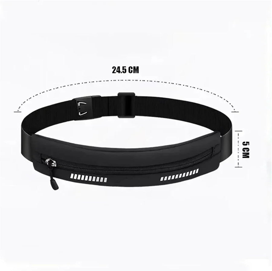 Waterproof Running Belt Waist Pack with Reflective Strip, Slim Phone and Key Pouch for Jogging, Cycling and Gym Training, Black