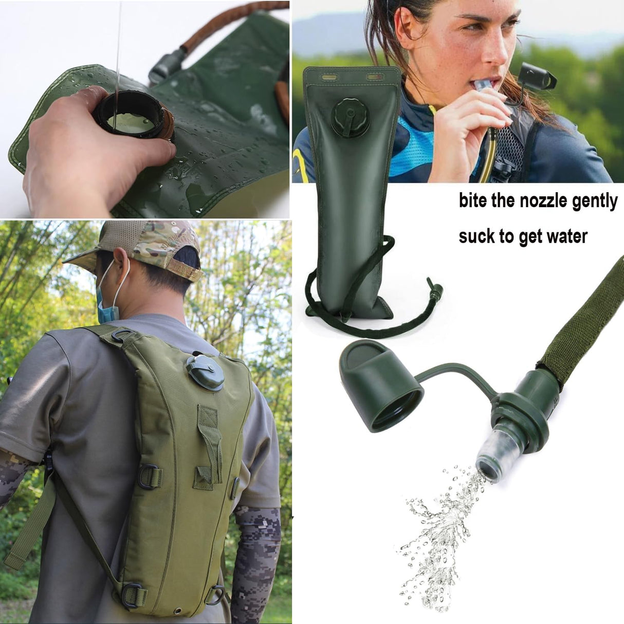 Water Bag–Water Storage–Hydration Backpack–Camping & Hiking–Food Grade Portable Water Bag–3L–Khaki