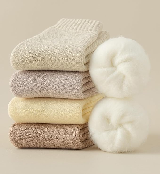 Fleece Socks - Autumn/Winter Warm Socks for Women - Thick Thermal Boot Socks - Soft and Fluffy Slipper Socks - Ideal for Pregnancy and Home Use - 7 Pairs