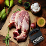 Meat Tenderizer - 48 Pin Stainless Steel Meat Tenderizer - 304 Stainless Steel Meat Tenderizer for Steak, Pork, Lamb - Portable and Lightweight Design - Kitchen Tool for Tender and Juicy Meat - Side View