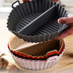 2 Pack Divided Silicone Air Fryer Liners, Non-Stick Reusable Baking Baskets for Oven and Air Fryer, Grey, 20 x 20 x 4.5 cm