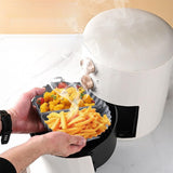 2 Pack Divided Silicone Air Fryer Liners, Non-Stick Reusable Baking Baskets for Oven and Air Fryer, Off White and Grey, 20 x 20 x 4.5 cm