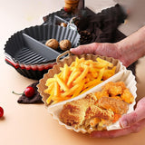 2 Pack Divided Silicone Air Fryer Liners, Non-Stick Reusable Baking Baskets for Oven and Air Fryer, Off White and Grey, 20 x 20 x 4.5 cm - Top-Down View