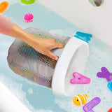 Toy Storage Bag Bathroom Rack Storage Bag for Bathroom with Quick Dry Net, Super Strong Suction Cup, Easy to Attach to Tiles and Bath Wall - Gray - Front View