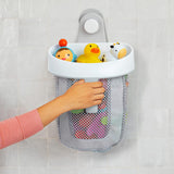 Toy Storage Bag Bathroom Rack Storage Bag for Bathroom with Quick Dry Net, Super Strong Suction Cup, Easy to Attach to Tiles and Bath Wall - Gray - Side View