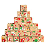 Christmas Box – Candy Boxes – 24 Piece Advent Calendar Gift Box Set – 7x7x7 cm Paper Countdown Boxes with Santa Claus & Snowman Designs – Perfect for Chocolates, Sweets & Small Gifts
