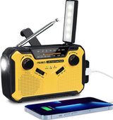 Emergency Radio Solar Wind-Up - Model 2025 - 2500 mAh Power Bank - AM/FM Radio with Flashlight & SOS - Emergency Kit for Camping & Power Outages - Gray - Front View