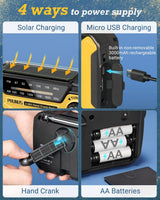 Emergency Radio Solar Wind-Up - Model 2025 - 2500 mAh Power Bank - AM/FM Radio with Flashlight & SOS - Emergency Kit for Camping & Power Outages - Gray - Top-Down View