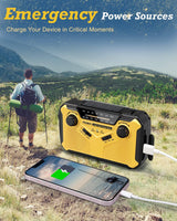 Emergency Radio Solar Wind-Up - Model 2025 - 2500 mAh Power Bank - AM/FM Radio with Flashlight & SOS - Emergency Kit for Camping & Power Outages - Gray - 45-Degree Angle