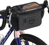 Waterproof Bicycle Frame Bag with Touchscreen Phone Holder, Large Capacity Top Tube Storage Pouch for Road and MTB Bikes, Black