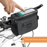 Waterproof Bicycle Frame Bag with Touchscreen Phone Holder, Large Capacity Top Tube Storage Pouch for Road and MTB Bikes, Black