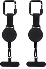 Anti-theft Phone Cord - Set of 2 - Retractable - With Belt Clip - Safety Cord for Smartphone - Black