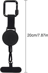Anti-theft Phone Cord - Set of 2 - Retractable - With Belt Clip - Safety Cord for Smartphone - Black - Front View